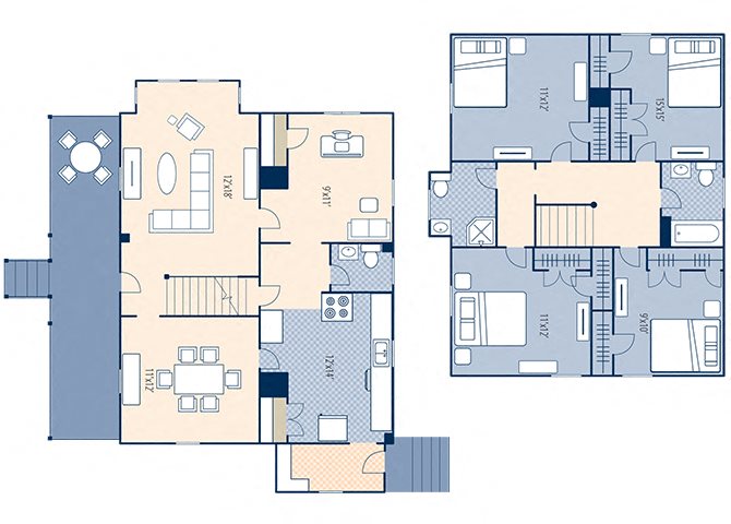 coasters harbo island 4 bed 2 bath 1621 SF floor plan